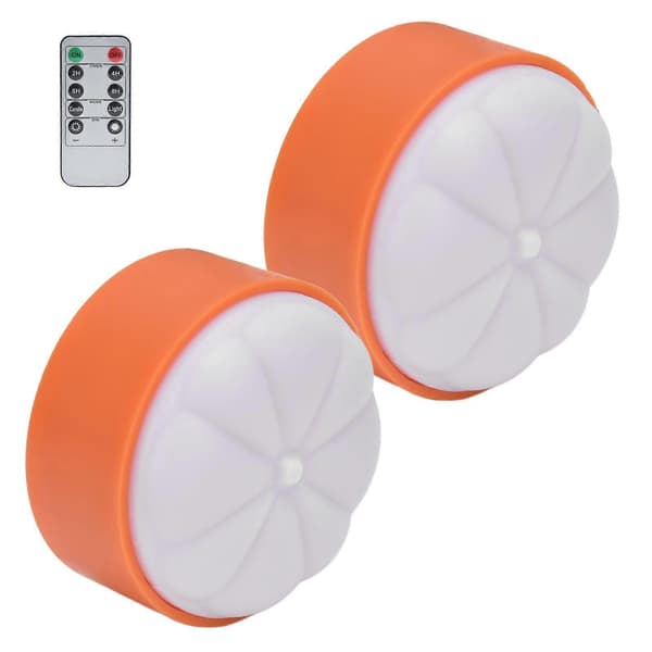 2 Pieces LED Pumpkin Lights with 10-Button Remote Control Battery Operated Halloween Holiday Decorations
