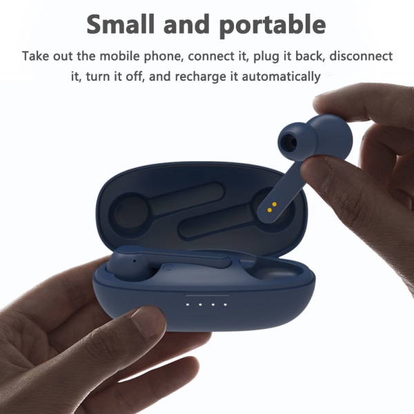 Bluetooth 5.0 True Wireless Earbuds med laddningsfodralTWS stereohörlurar med MicIn-Ear-hörlurarSporthörlurar-blå