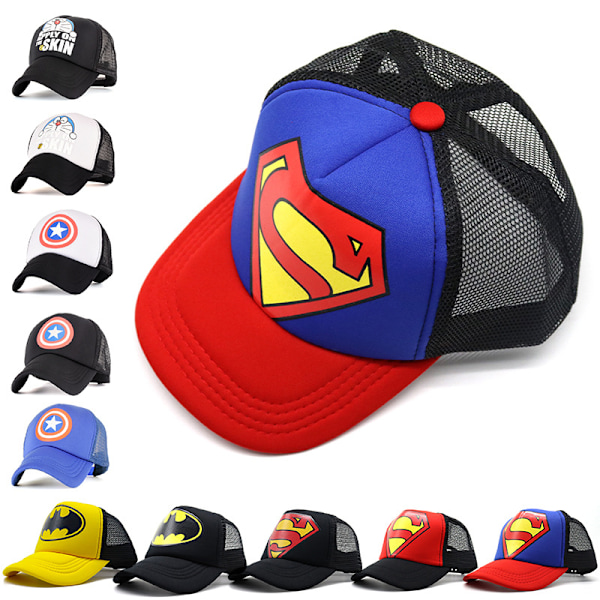 Barn Gutter Jenter Batman Mesh Snapback Baseball Caps Sommer Utendørs Pustende Justerbar Sports Solhatt Model B yellow 48-52cm