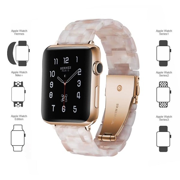 Yhteensopiva Apple Watch -rannekkeiden kanssa 38-40mm/42-44mm Sarja 5/4/3/2/1, ohut hartsiranneke -42-44mm-vaaleanpunainen kukka