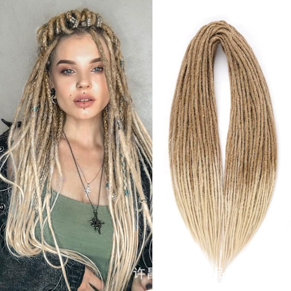 50 cm 10 Slingor/Förpackning Syntetiska Dreadlocks Förlängningar Dubbeländade Tunna 0,6 cm Virkad Flätning Hår Mjuka Dreads Reggae Hip-Hop Hippie Stil D