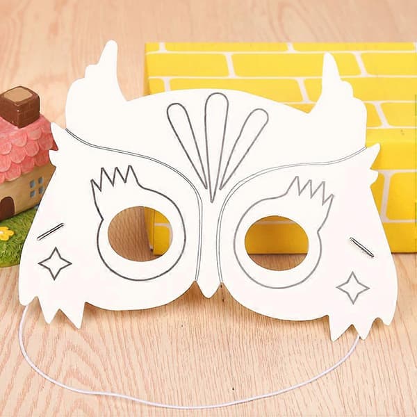 24 stk. dyremaske blank DIY-håndværk til børn hvide papirmasker sæt