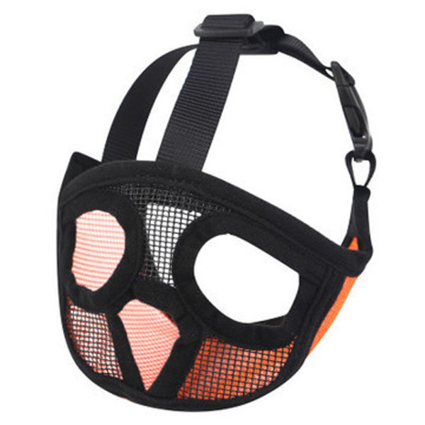 Kort nos för hund - justerbart ventilerande mesh bulldog nosparti för att bita Tugga skällande Träning - Orange