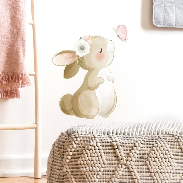 Söta kanin väggdekor kanin kyss fjäril väggdekor skala och sticka väggdekor för barn flickor sovrum vardagsrum dekor