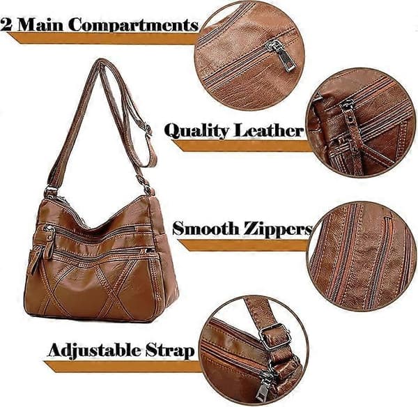 Multi Pocket Casual Crossbody Väska Dam Handväskor och Axelväskor Messenger väska för Daglig Vattentät (Medium)