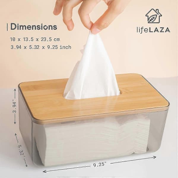 Minimalistisk näsdukslåda, modern transparent rektangulär bambu ansiktsservettdispenser för badrum, sovrum, vardagsrum