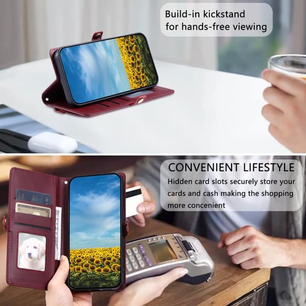 for Pixel 10 Pro XL Case - Leather Case with Multiple Card Slots and Lanyard