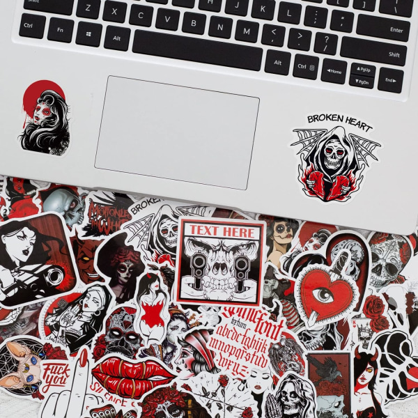 50 st Cool Punk Skull Stickers för vattenflaskor, Graffiti Patch Dekal Skräckskelett Anime Goth Stickers för Laptop Bok Telefon Bagage Cup