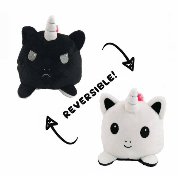 Reversible plush toys, soft and lovely toys on both sides, lovely sensory filling, show your mood -6in(15cm)- unicorn-Black to white