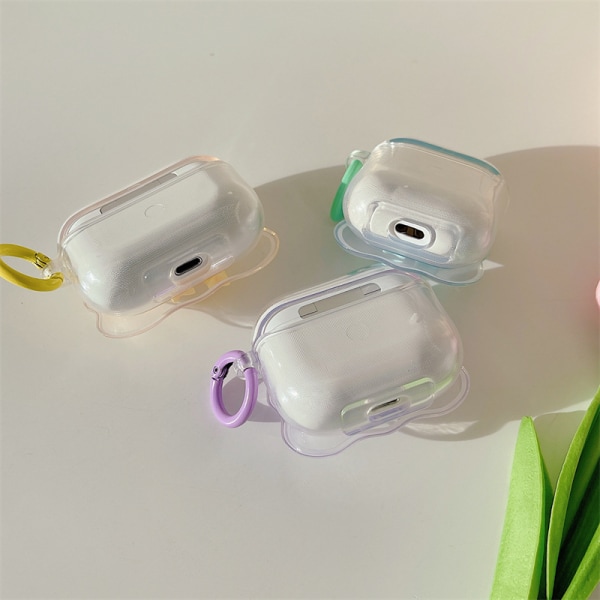 Kompatibel för AirPods Case Soft Clear TPU med söt 3D-färgad bågedesign Stötsäker cover för flickor Kvinna Airpods Pro2-Pink