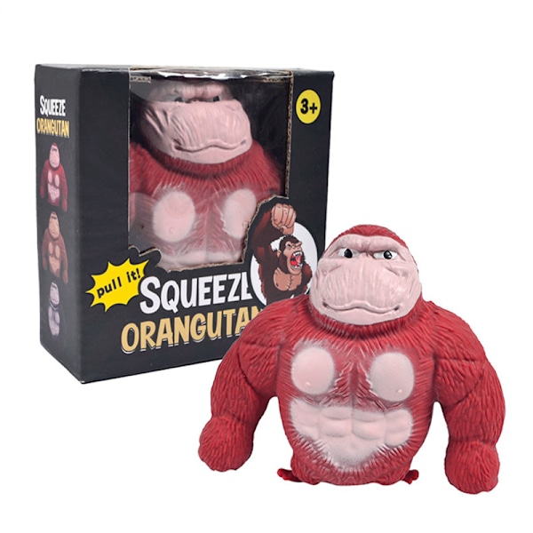 Stretchiga Apa Leksaker, Splat Apa Stressavlastande Leksak, Klämma Apa Splat Leksaker, Stressavlastande Fidget Leksaker Stress Klämma Gorilla Leksaker red