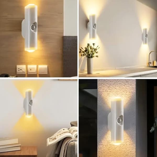 Motion Sensor Night Light with Magnetic Mount LED Wall Lamp USB Rechargeable for Stairs, Bedroom & Hallway Security