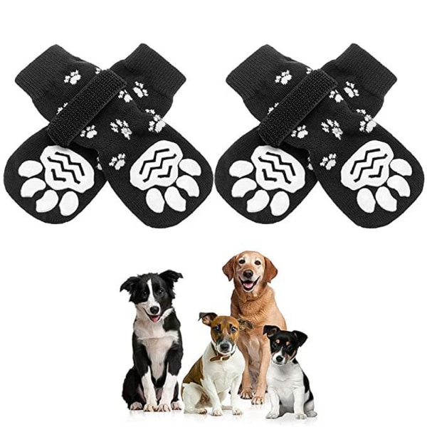 Anti-Slip Fun Dog Socks With Adjustable Straps - Strong Traction Control Non-Skid For Indoor On Hardwood Floors Or Tiles-L