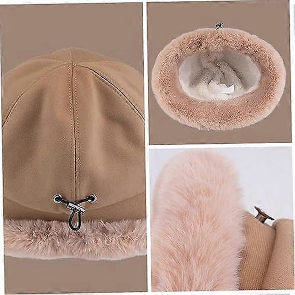 Furry Bucket Hat Fluffig Vinterhatt Plush Fiskehatt för Kvinnor Tonåringar Flickor