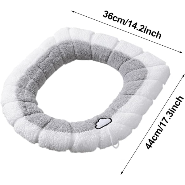 4 PCS gray-warm toilet seat, thickened toilet seat in winter, stretchable and lengthened seat, comfortable and washable.