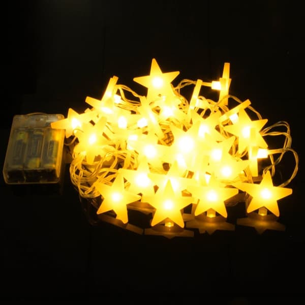 Warm White - 3m 30 Lights - with Flash Battery Box - Frosted Star String Lights