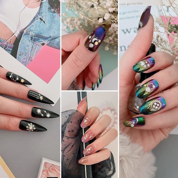 20 ark 3D Nail Art Stickers, Guld/Diamond Design Lyxiga Nail Självhäftande Dekaler Anpassade metalliska Nail Stickers Nagelpincett ingår