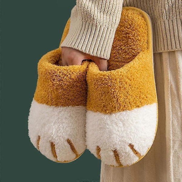 Talviset muhkeat tossut naisille, lämpimät söpöt kissantassu-design-tossut sisätiloihin makuuhuoneeseen Caramel colour 44-45-(26.5-27cm)