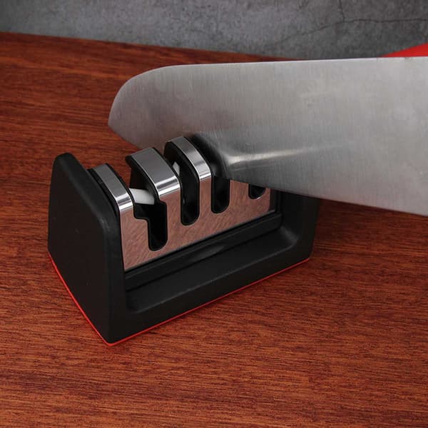 Knife Sharpener for Kitchen Knives - 4 Sharpeners Multifunction Black black