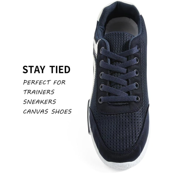 Platta skosnören för sneakers, enkellagers 8 mm polyester skosnöre i platt färg, marinblå, med en längd på 39 tum/100 cm.