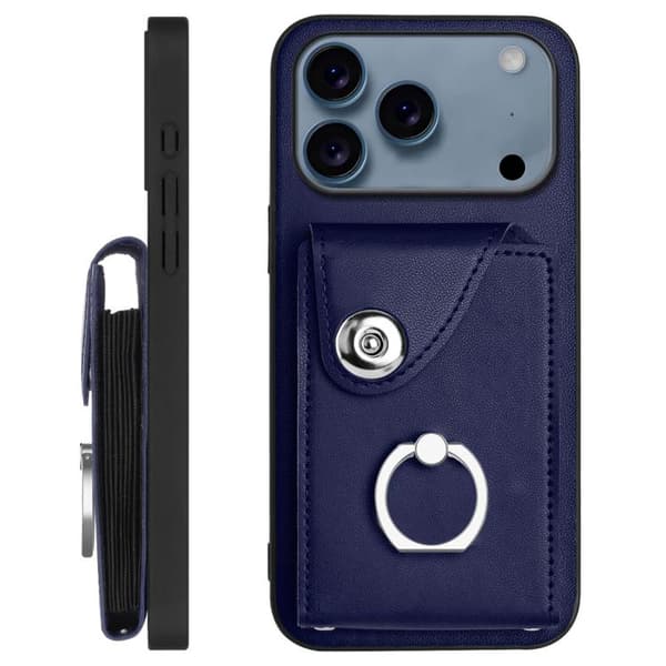 iPhone 17 Pro Case with Organ Card Wallet and Ring Holder, plus Long Lanyard