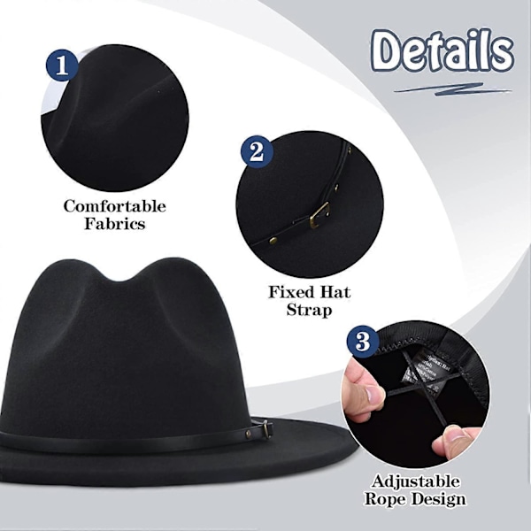 Naisten Tyttöjen Fedora Hattu Talvi Jazz Hattu Huopahattu - Leveälierinen Vintage Retro Hatsred