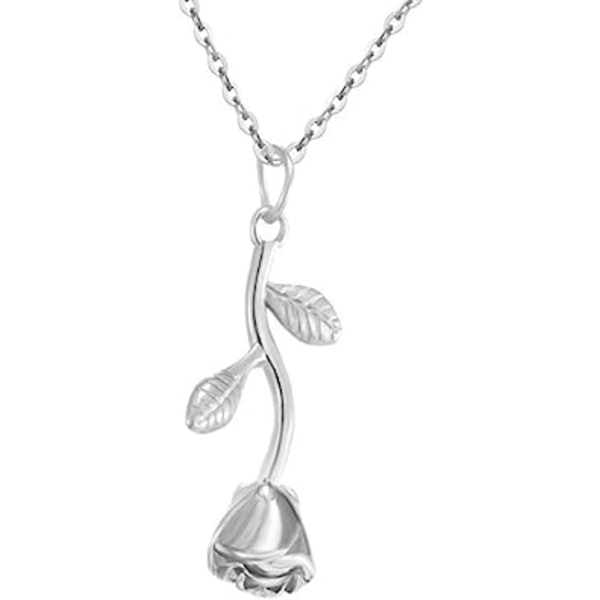 Stainless Steel Rose Flower Style Statement Pendant Party Necklace