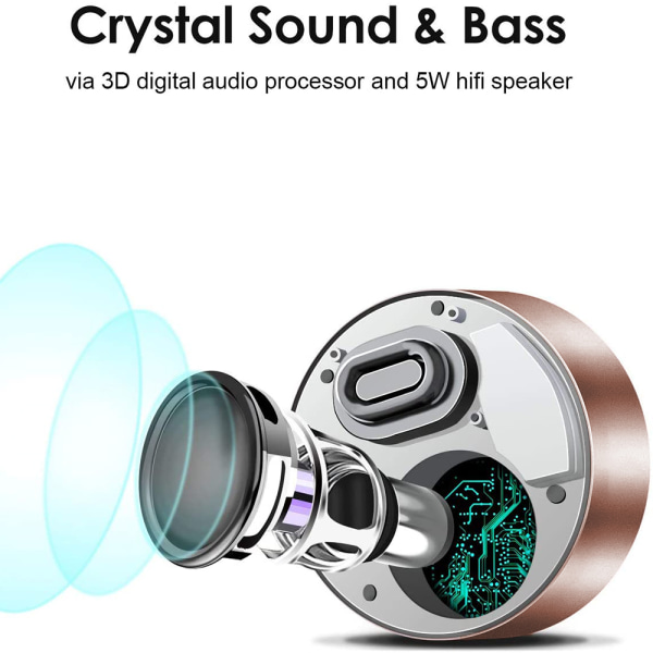 Touch Bluetooth högtalare med vattentätt case, 8 timmars musik, högre kristall HD Ljud-Lokal tyrann guld anmärkningar Engelsk version