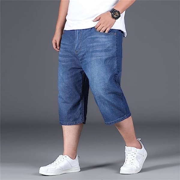 Stora och långa baggy för män Hip Hop Loose Fit 3/4 Jean Korta byxor  Stretchiga Casual Plus Size Jeans Shorts b9e7 | Fyndiq
