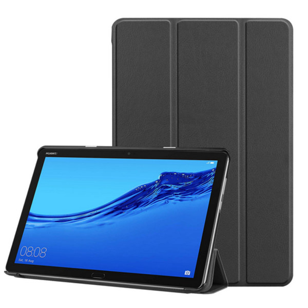 Telefoncover Kompatibel Med Huawei MediaPad M5 Lite 10, Business Slim Tri-Fold Folding Stand Folio Cover Pen Holder-Sort