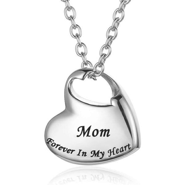 1 st-mamma-kremering urnhalsband för aska urnsmycken, för evigt i mitt hjärta snidat minne i rostfritt stål Vattentätt minneshänge