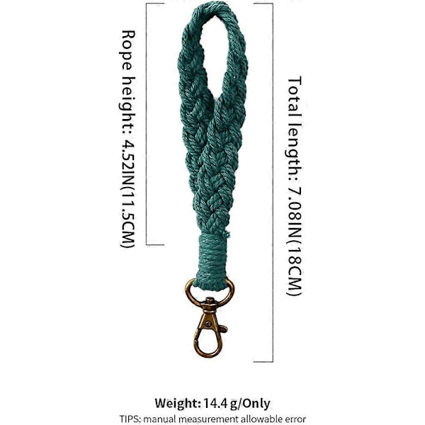 Hantverkad Macrame Nyckelring Handledsband Country Style Handledsband Mörkgrön