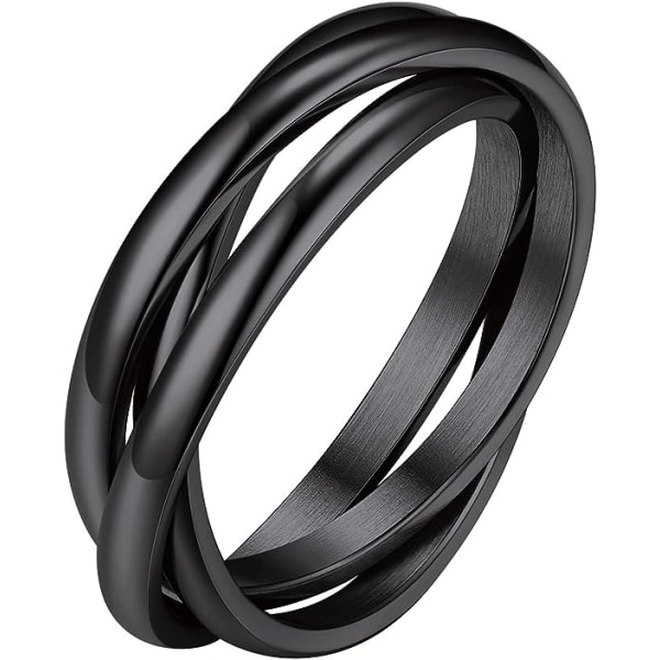 18K pläterad interlocked Rolling Fidget Ring för ångest för kvinnor och män, rostfritt stål/trefärgad/regnbåge/roséguld/svart/guld staplingsring（12)