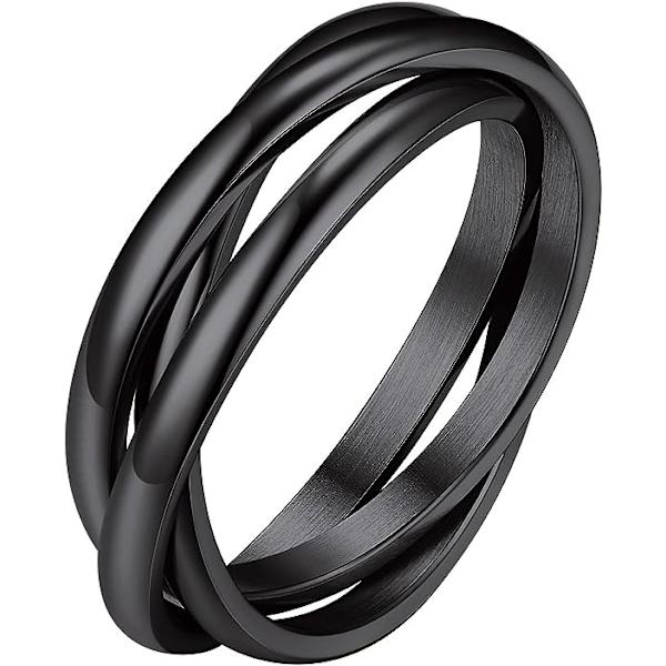 18K Pläterad Interlocking Rolling Fidget Ring för Ångest för Kvinnor och Män, Rostfritt Stål/Trefärgad/Regnbåge/Roséguld/Svart/Guld Staplingsring（12)