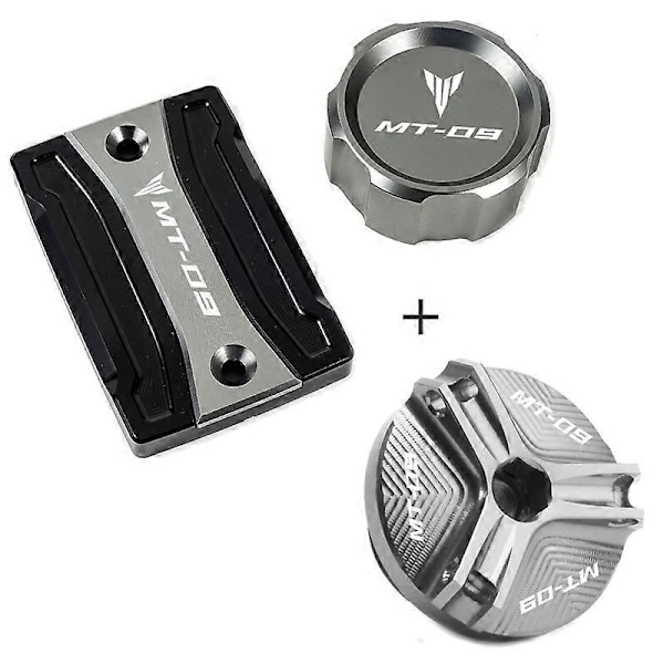 Cylinderkåpa fram och bak bromsvätskereservoarlock skydd för Yamaha MT09 TRACER MT-09 2020 2019 2014-2018 motorcykel A set Grey