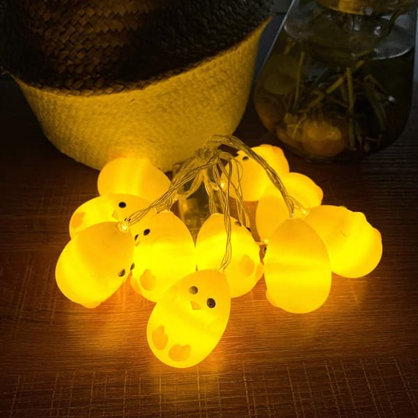 Battery-powered Easter String Lights 1.5m 10 LED, Cute Chick/Cracked Egg/Easter Egg Shaped String Lights, Indoor Room Decor for Easter