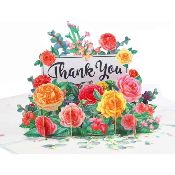 ART 3D Thank You Pop Up Card,Teacher Appreciation Card,Mothers Day Bouquet Flowers Greeting Card for Mom, Teacher, Wife, Grandma, Dad,7.9x 5.9