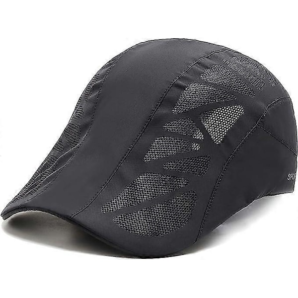 Herrar Peaked Cap, Flat Cap, Justerbar Snabbtorkande Mesh, Andningsbar Basker, Herrarnas Basker (Mörkgrå dark grey