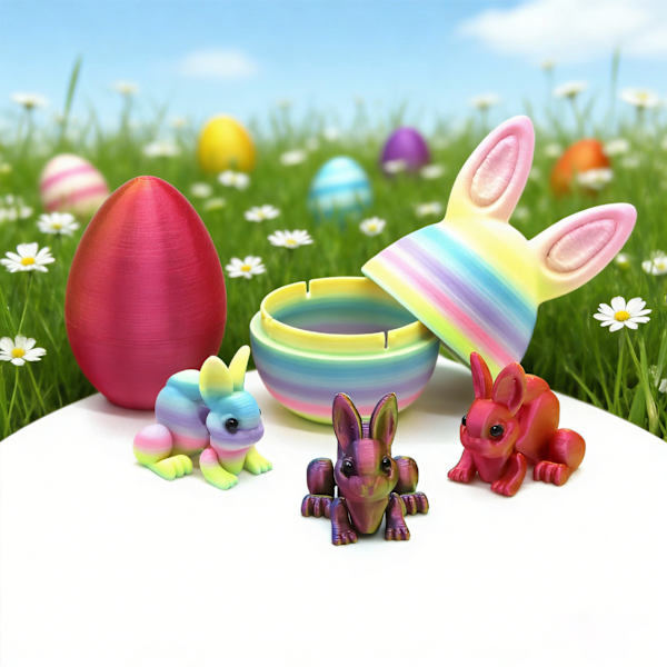 3D-printed Easter egg, creative desktop decoration, articulated rabbit model, toy Yo 5cm-Rabbit ear egg Yo Yo 5cm-Rabbit ear eggs