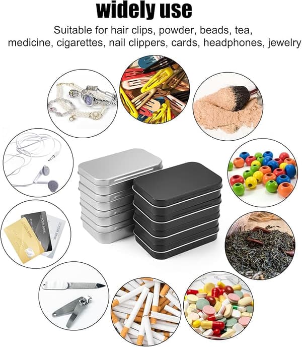 8 Pcs Metal Tin Box with Lid, Rustproof Small Rectangular Aluminum Tin, Mini Accessories Small Tin Box, Home Storage Tin Box Compatible f