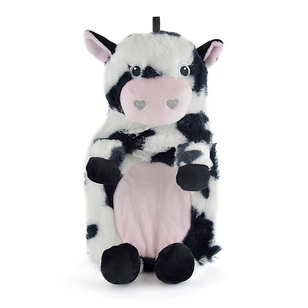 A2Z Lämpöpullo 750ML Pehmeä Pehmo 3D Eläin Fleece Päällinen Lämpöpullo Cow