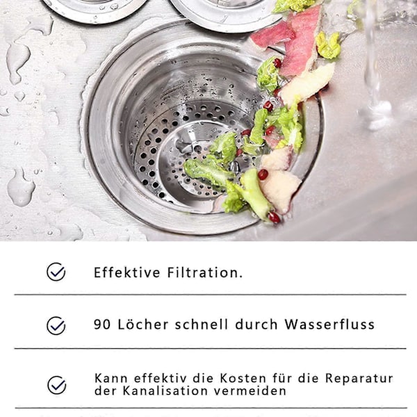 Set med 3 Rostfria Köksvaskfilter