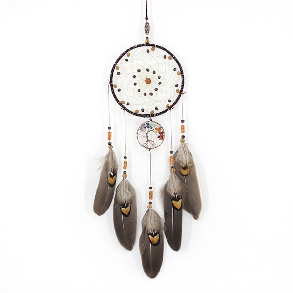 Livstræfanger til soveværelse, voksne, brune, boho-drømmefanger, vægdekoration til piger, chakra-krystalhelbredende sten, hængende ornament, værelsedekoration
