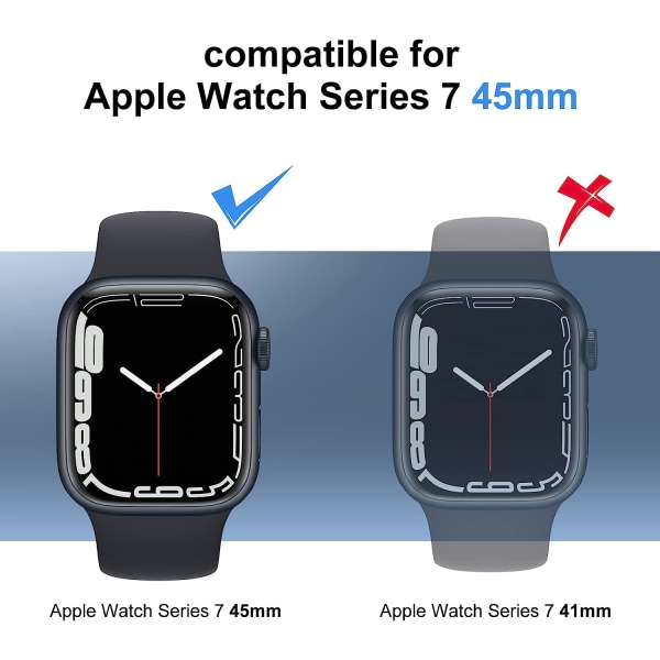 [2-pakning] Kompatibel med Apple Watch Series 7 45mm deksel med skjermbeskytter, Hard PC beskyttende deksel herdet glassbeskytter