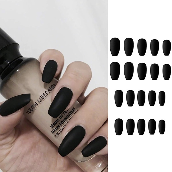 1pcs fake nail manicure (11-ballet black matte [glue])Beauty and Health