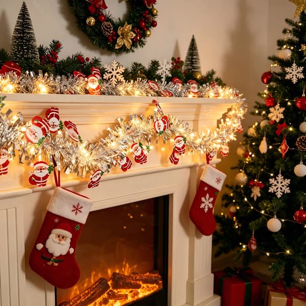 Christmas LED Light String Neon Green Glitter Santa Baubles Decorations for Christmas Tree Party Style 4
