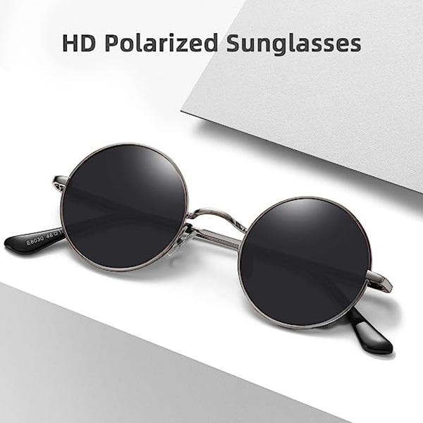 Små runda solglasögon polariserade för män kvinnor Retro Vintage Circle Hippie Solglasögon UV400