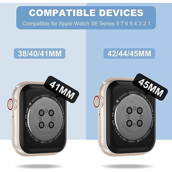 Kompatibel för kristallklara Apple Watch -band, 41 mm 40 mm 38 mm med case för män kvinnor Jelly Case och band