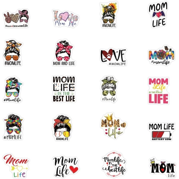 50 st Mom Life Stickers - Vinyl Estetiska roliga mammor-dekaler för flickor, mammor, vattenflaskor, bärbara datorer, gitarrer, scrapbooking