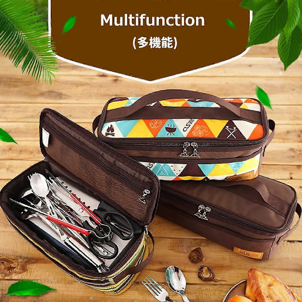 Portable Bestikkposer, Vaskepose Toalettveske for Reise Camping Kokekar Fottur Brun brown
